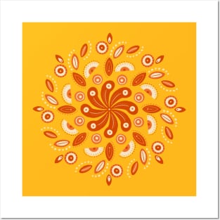 Orange mandala Posters and Art